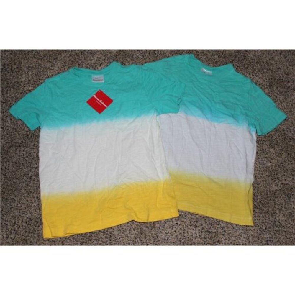 NWT Hanna Andersson 130 Boys Dip Dyed Size 8 Pocket Tees Identical Twins